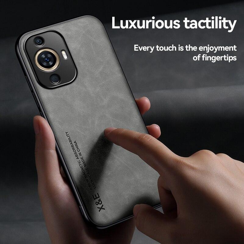 KEYSION Luxury Retro Leather Case for Huawei Nova 11 Pro Soft Silicone+PC Shockproof Phone Back Cover for Huawei Nova 11 10 Pro