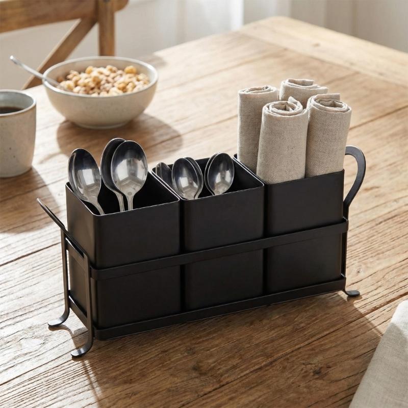 Sturdy Iron Storage Box For Cutlery Pens And Small Items Home Or Offices