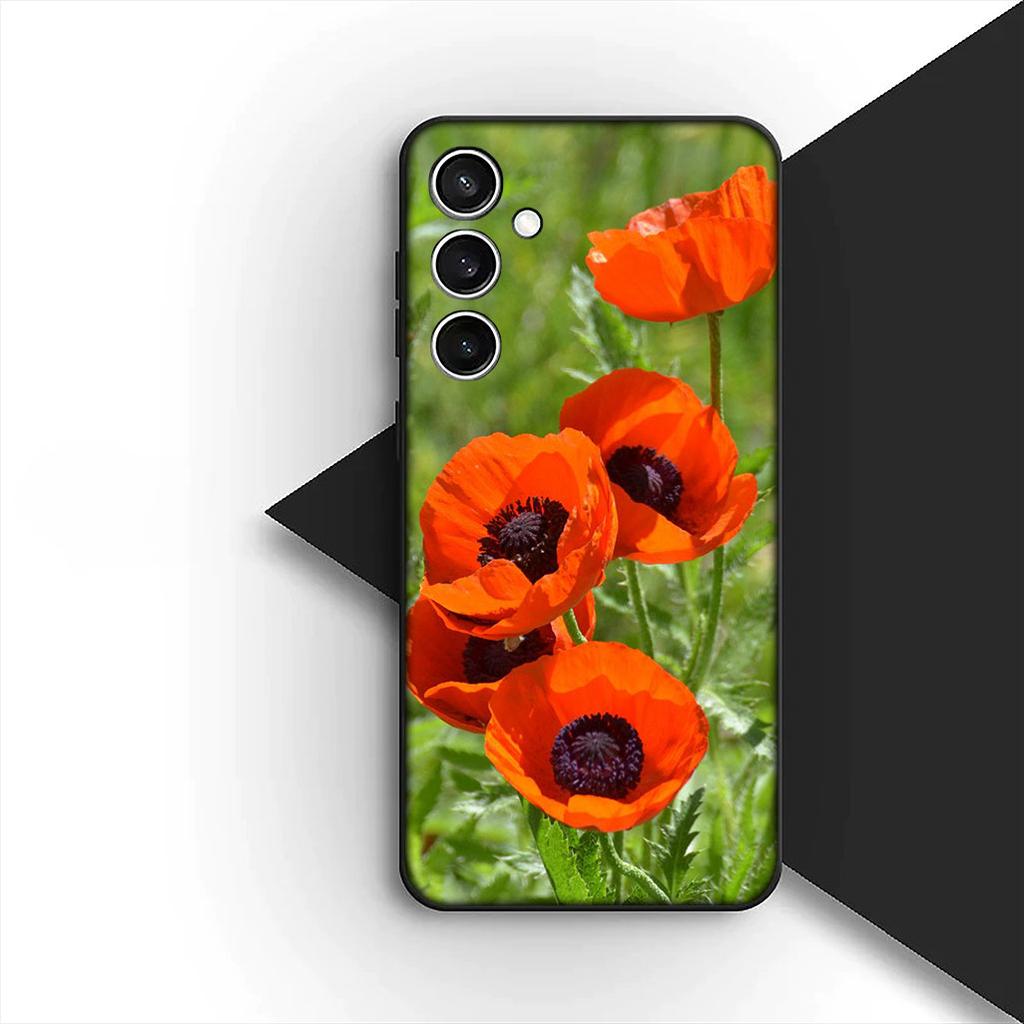 Cover for Apple iPhone 12 13 Pro XS Max Mini ProMax X XR Air 13Pro Casing Phone Case Red P-Poppys Flower Bloom Elegant