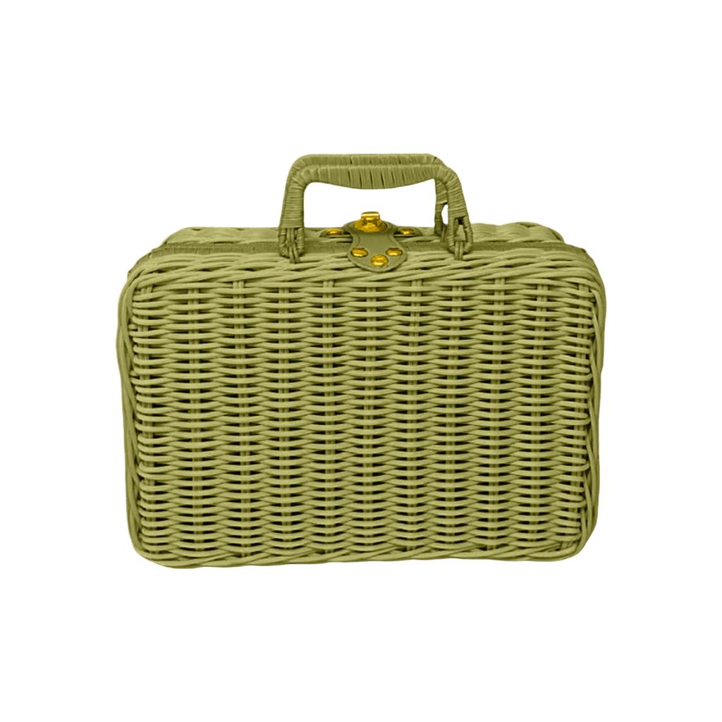 Deze koffer van kunststof met rotan frame is perfect voor picknicks, Pasen, het opbergen van spullen en andere gelegenheden.