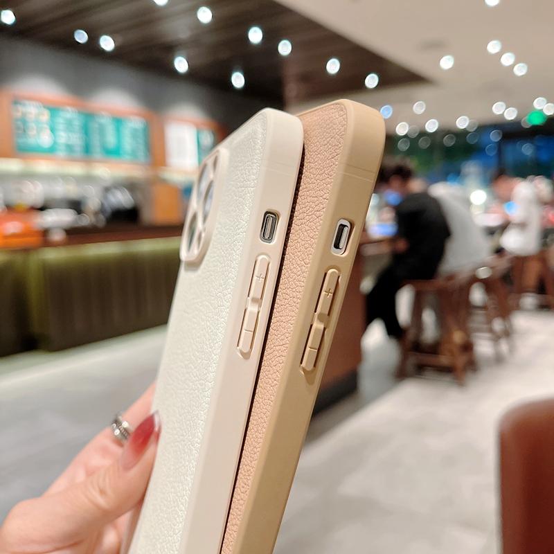 Luxus Leder strukturierte Hülle für iPhone 15 14 11 12 13 Pro MAX Mini XR X XS 7 8 Plus SE 2022 Silikon quadratischer Rahmen stoßfeste Abdeckung