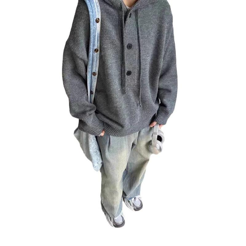 Autumn and Winter New Retro Hooded Knitted Sweater Women's Solid Color Casual Loose Lazy Wind Long Sleeve Pullover Sweater Thick