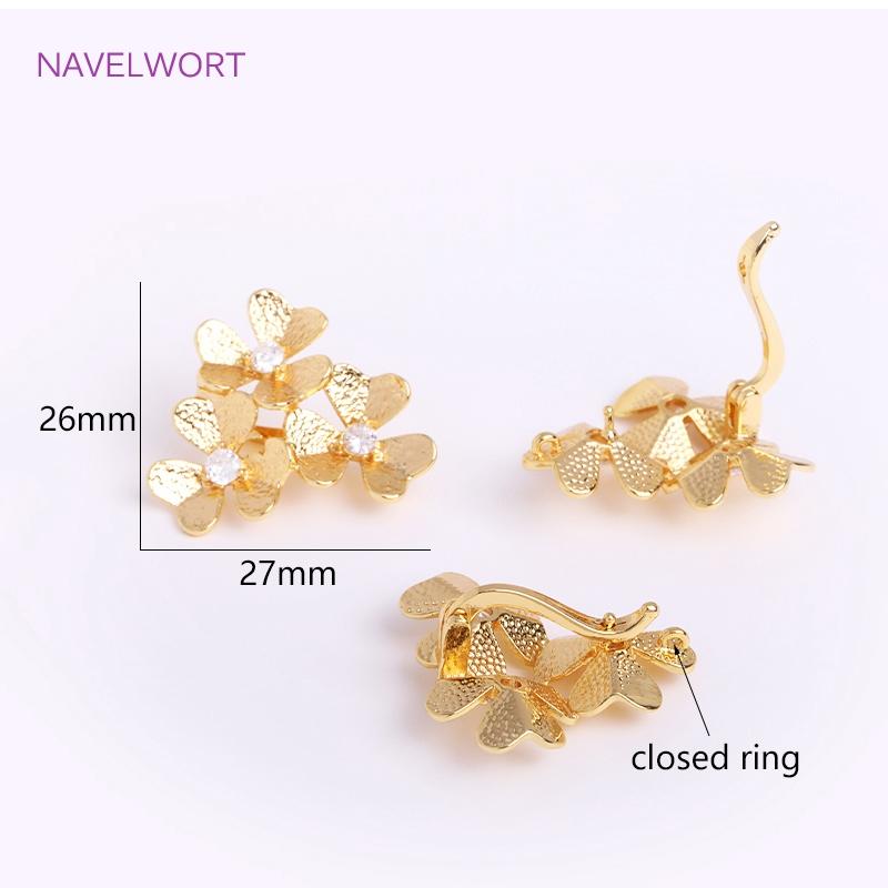 

18K Gold Plated Inlaid Zircon Flower Pearl Clasps For Necklace Making Findings,Brass Metal Jewelry And Accessories Wholesale 1 piece