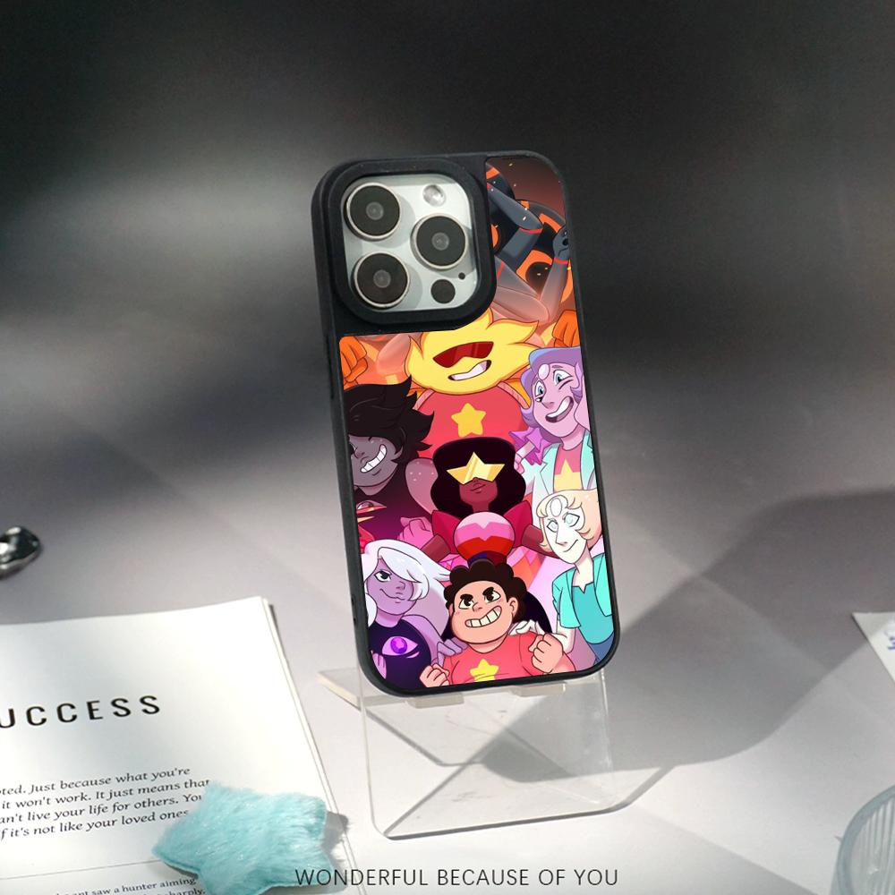 

Steven classic cartoon cute universe design Phone Case for iPhone 17 16 e 15 14 13 12 Pro Max Sheepskin Silver-edged case iPhone 14 Pro