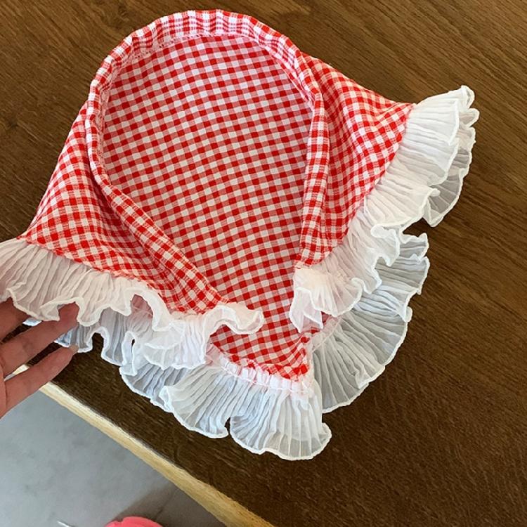 Elegant Triangled Head Kerchief Headbands Hairband Cute Checkered Hair Accessory