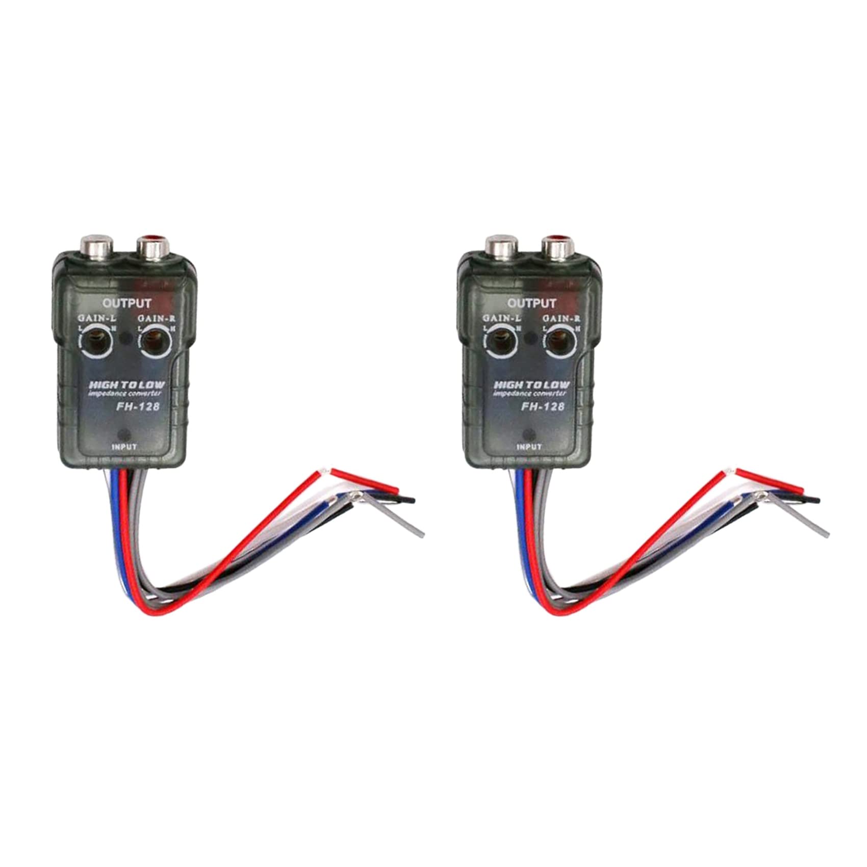 

Hlsicna 2X High Level Speaker Signal to Low Level RCA Adapter Car Audio High to Low Subwoofer Audio Converter серый