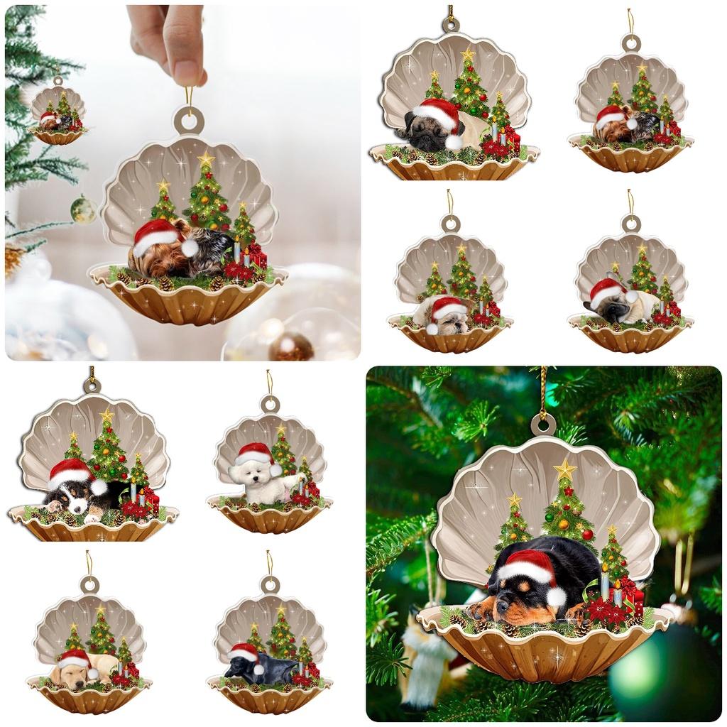 Cute Cartoon Acrylic Car Hanging Decoration For Christmas Tree Shell Sleeping Dog