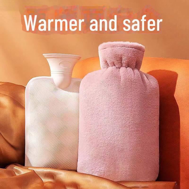 Plush Rabbit Fur Water-Filled Hand Warmer Bag - Thickened PVC Cartoon Design