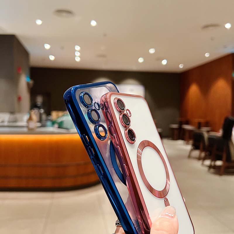 Luxury Plating Glitter Silicone Case For Samsung Galaxy S25 S24 Ultra S23 FE S22 S21 Plus Edge Magnetic Magsafe Clear Soft Cover