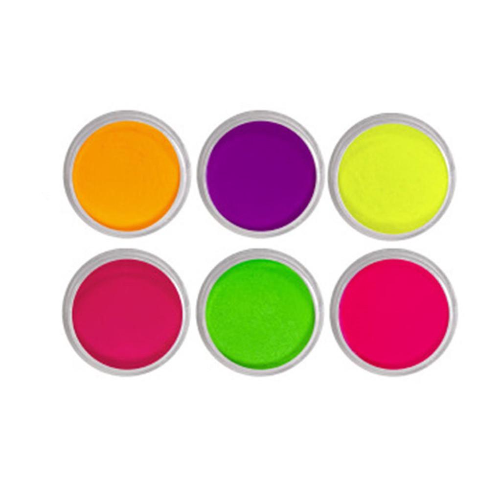 Неоновый пигмент для ногтей порошок градиент ногтей флуоресценция блеск летняя пыль DIY украшения для ногтей 6pcs