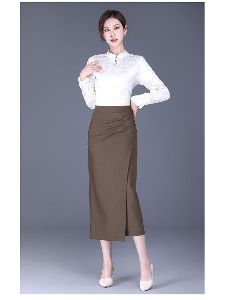 Women's Irregular Slit Pencil Skirt for Spring & Autumn – New Style Professional Straight Skirt