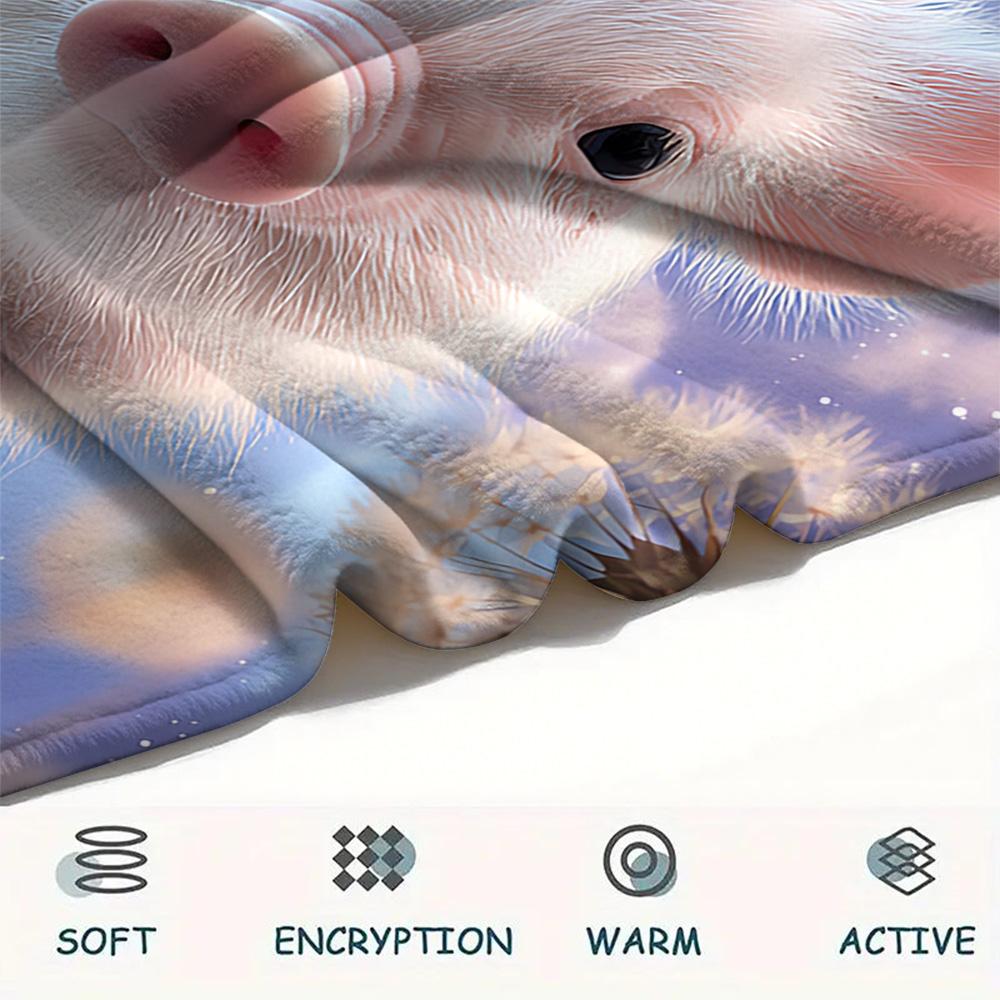 Pig Print Flannel Blanket, High quality Comfortable for All Seasons, Home Decor, Warmth and Comfort, Perfect for Christmas Gifts
