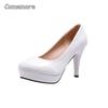 Patent Leather Platform Stiletto Heels Round Toe Pumps Classic Office Ladies Party Shoes Comfortable Footwear Zapatos Para Mujer
