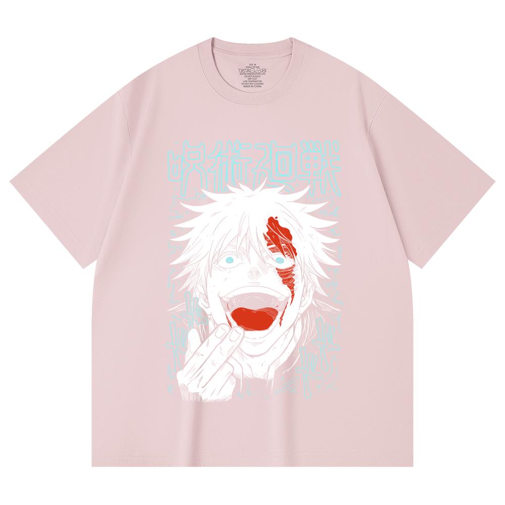 230 Gsm 100% Cotton Jujutsu Kaisen V1 Gojo Print Unisex Heavy Cotton T Shirt