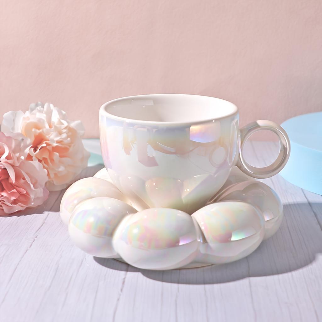 2pcs - Creative Sunflower Ceramic Cup And Plate Household Coffee Cup And Milk Cup