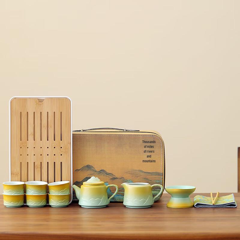 Elegant Chinese Landscape Tea Set 14-piece set