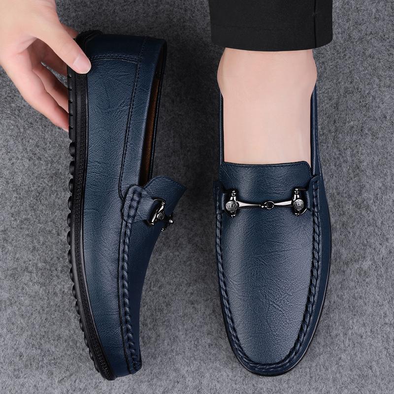 Fashion 2025 New Men Genuine Leather Loafers Non Slip Office Shoes Breathable Outdoor Slip on Flats Casual Shoes Man Dress Moccasins