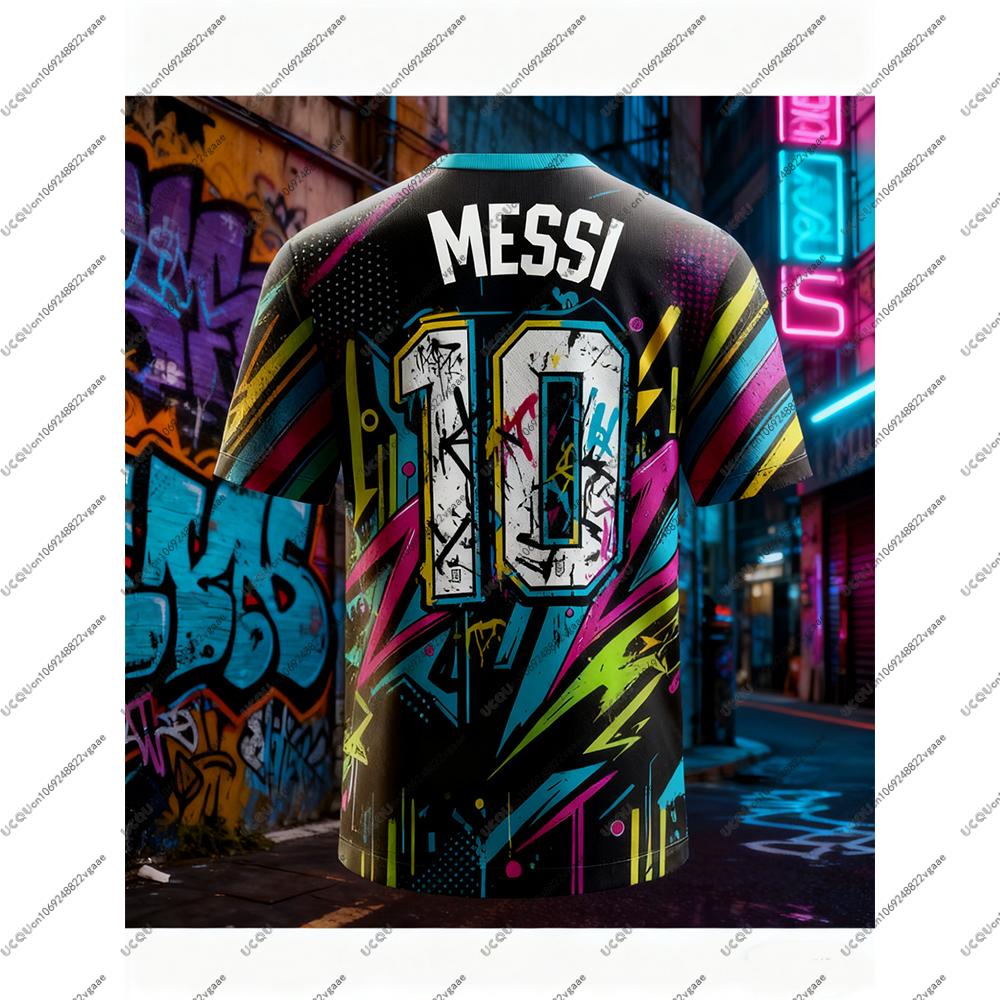 Koszulka T-shirt Piłkarska Męska Prezent Casual Chłopcy Oddychający T-shirt Szybkoschnący Top Piłka Nożna Sport Dzieci Ubranie Codzienne Messi 10 Ubranie