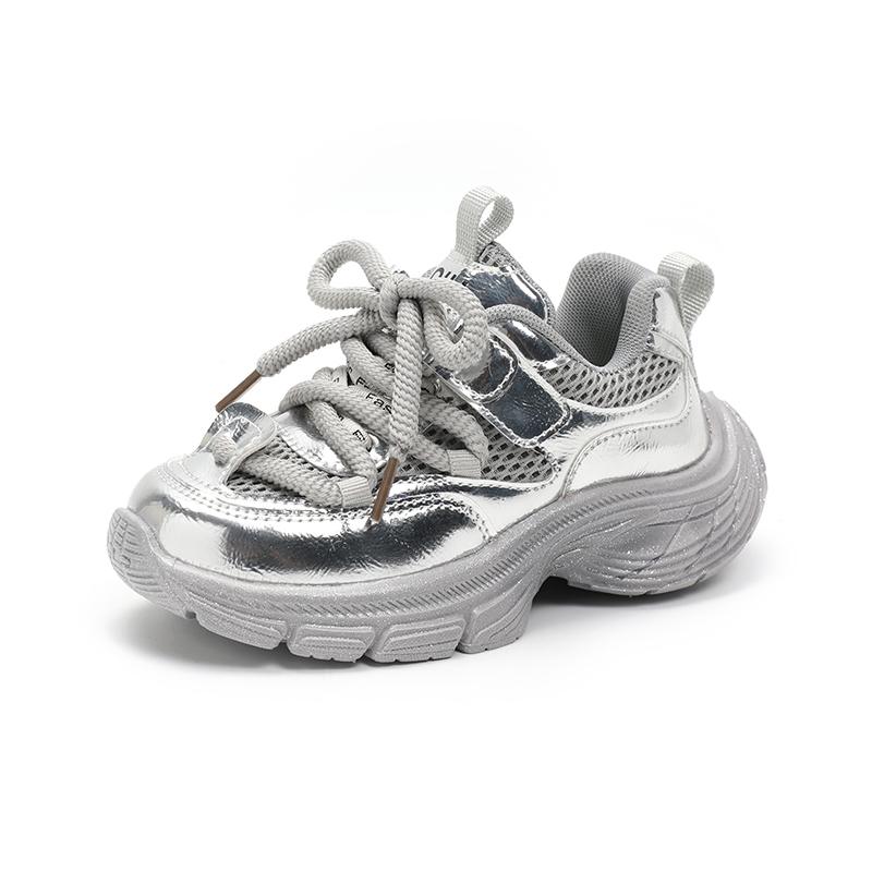 

Детские повседневные кроссовки с толстой подошвой для мальчиков и девочек, модная универсальная спортивная обувь 2024 года, новые детские сетчатые дышащие кроссовки 29 серебряный