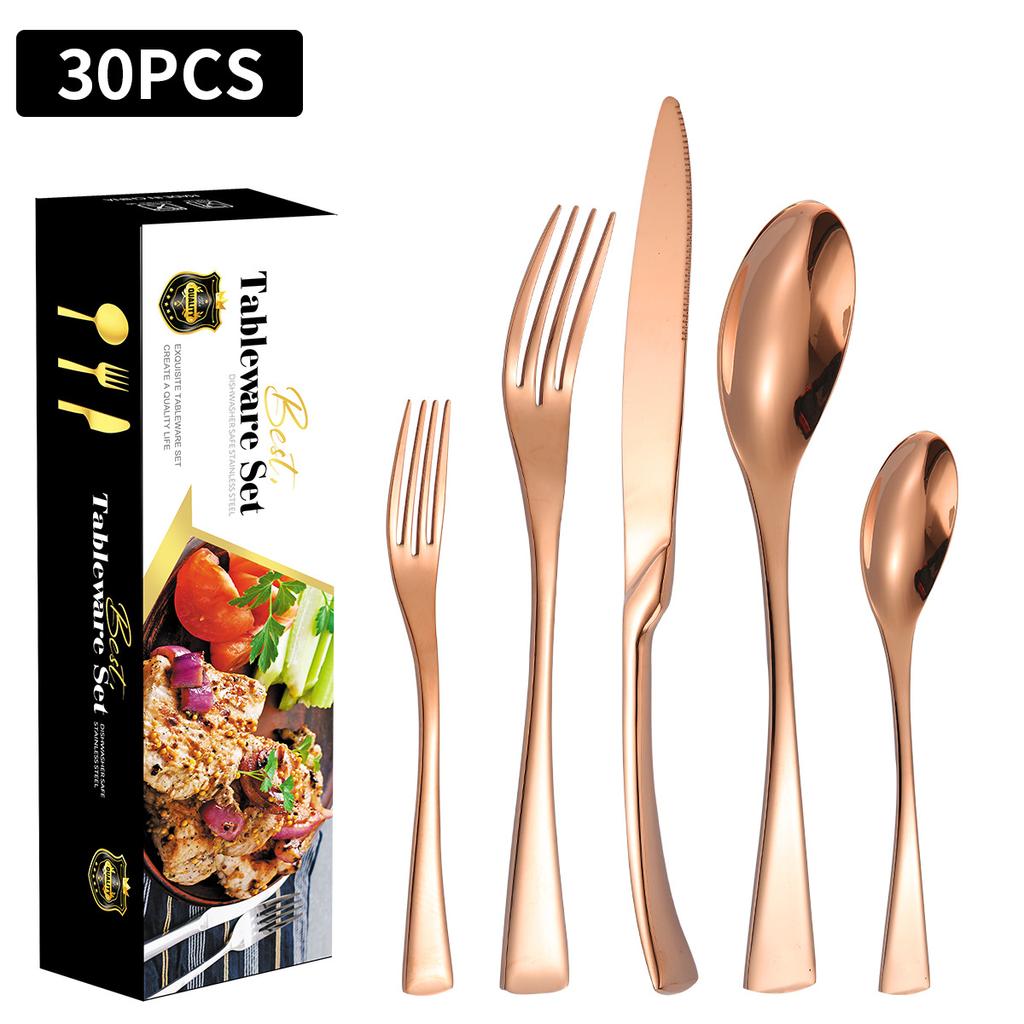 Stainless Steel Tableware Suit Ka Ya Steak Knife, Fork and Spoon Four-Piece Set 4-Person 6-Person Tableware