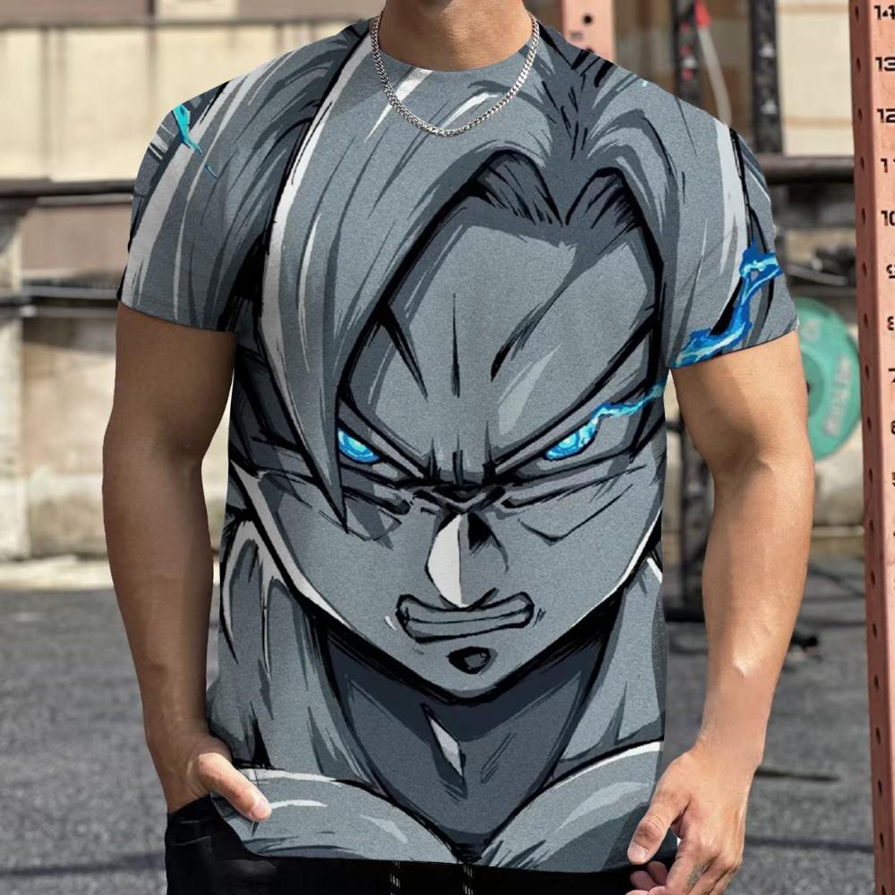 2026 Fashion Dragon Ball 3D Harajuku Men's T-Shirt Summer Short Sleeve Crew Neck Goku Vegeta Casual Versatile Top