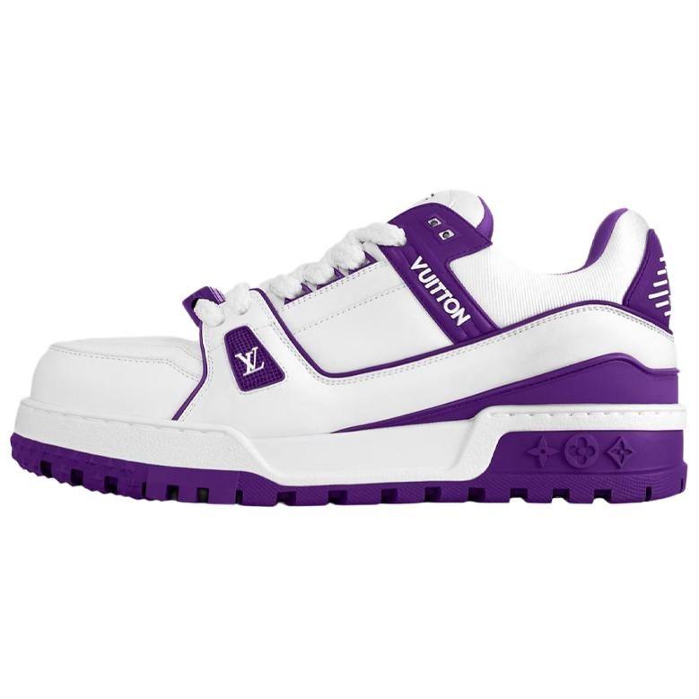 Louis Vuitton Trainer Maxi Little Jigglypuff Leather Low Top Skateboard Shoes Unisex White Purple 1ACPQ4