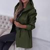 Women Windbreaker Jacket Hooded Thermal Long Sleeve Solid Color with Drawstring Waist Large Pockets Zipper Closure