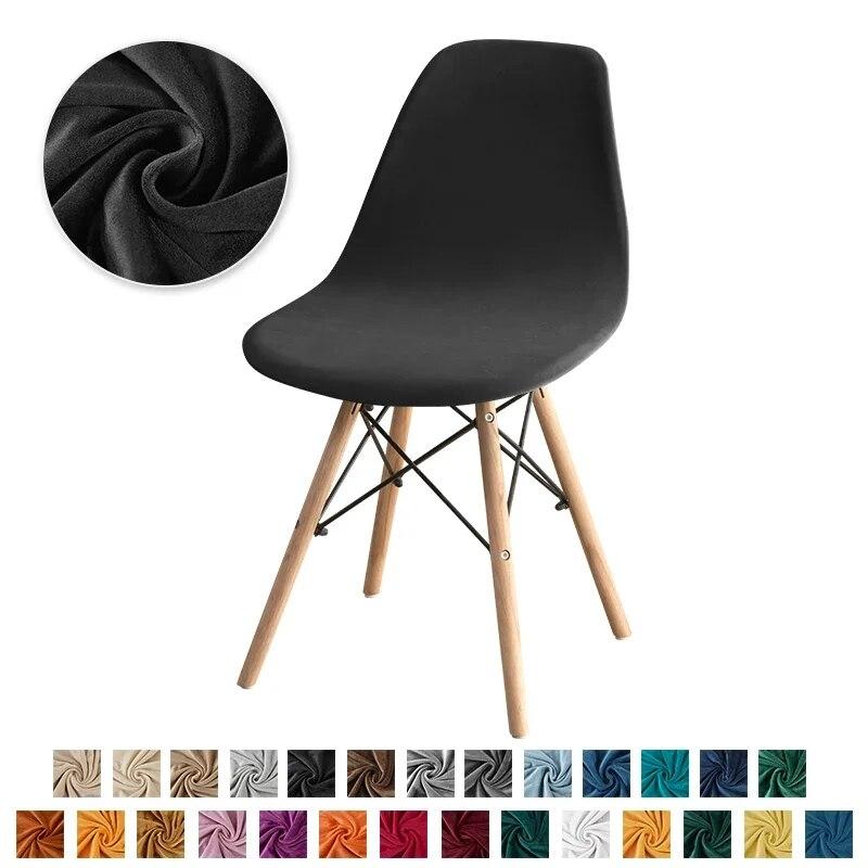 Velvet Shell Chair Cover Solid Color Stretch Armless Chair Covers Elastic Dining Seat Cover Home Hotel Party Banquet Wedding