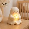 Cute Halloween Bedroom Lamp Light Up Ghost Decoration, Small Statue Night Light, LED for Kids Room Resin Table Decoration Indoor, Kitchen Tiered Tray