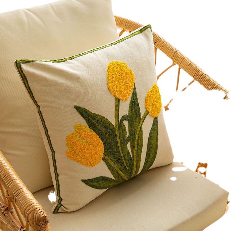 American Embroidered Yellow Floral Sofa & Bedroom Cushion Cover