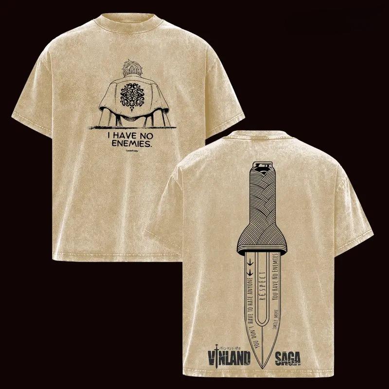 

Thorfinn Print T-shirt Anime VINLAND SAGA Clothing Men Women Cotton Tshirts Retro Washed T Shirt Harajuku Male Oversized Tops XXL коричневий