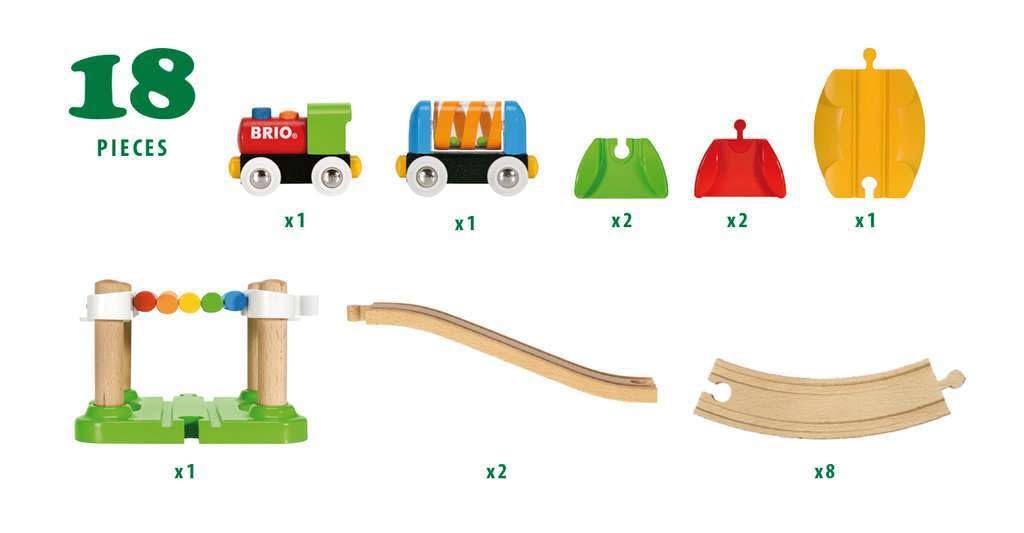 BRIO Railway My First Beginner Set 18 Ages 1 and a Half and Up Toy Wooden 33727 [Total Pieces] (Train Rail)