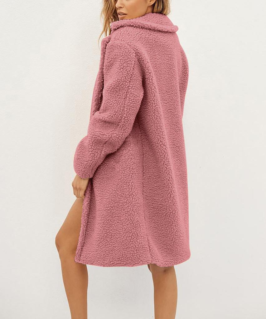 Womens Ladies Warm Faux Coat Jacket Winter Solid Long Outerwear