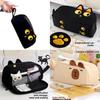 Mignon Chat Noir Capybara Peluche Grande Capacité Trousse à Crayons Pour Étudiants Organisateur de Papeterie