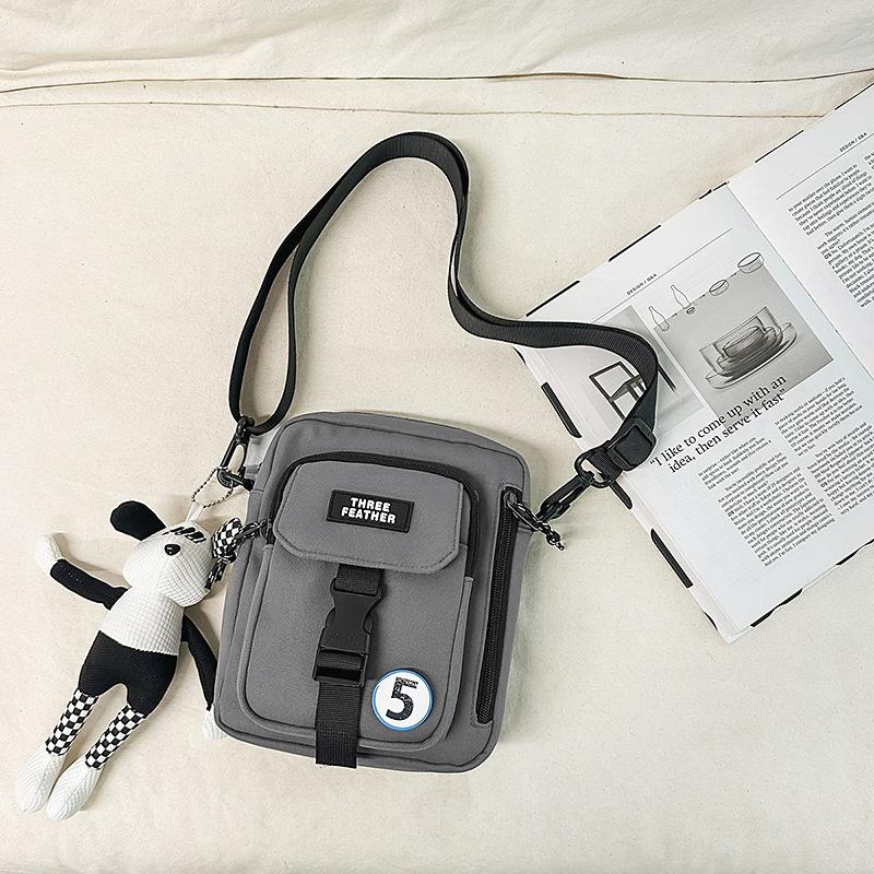 Summer High-End Outdoor Leisure Mobile Phone Messenger Small Bag Female White Couple Canvas Small Square Bag