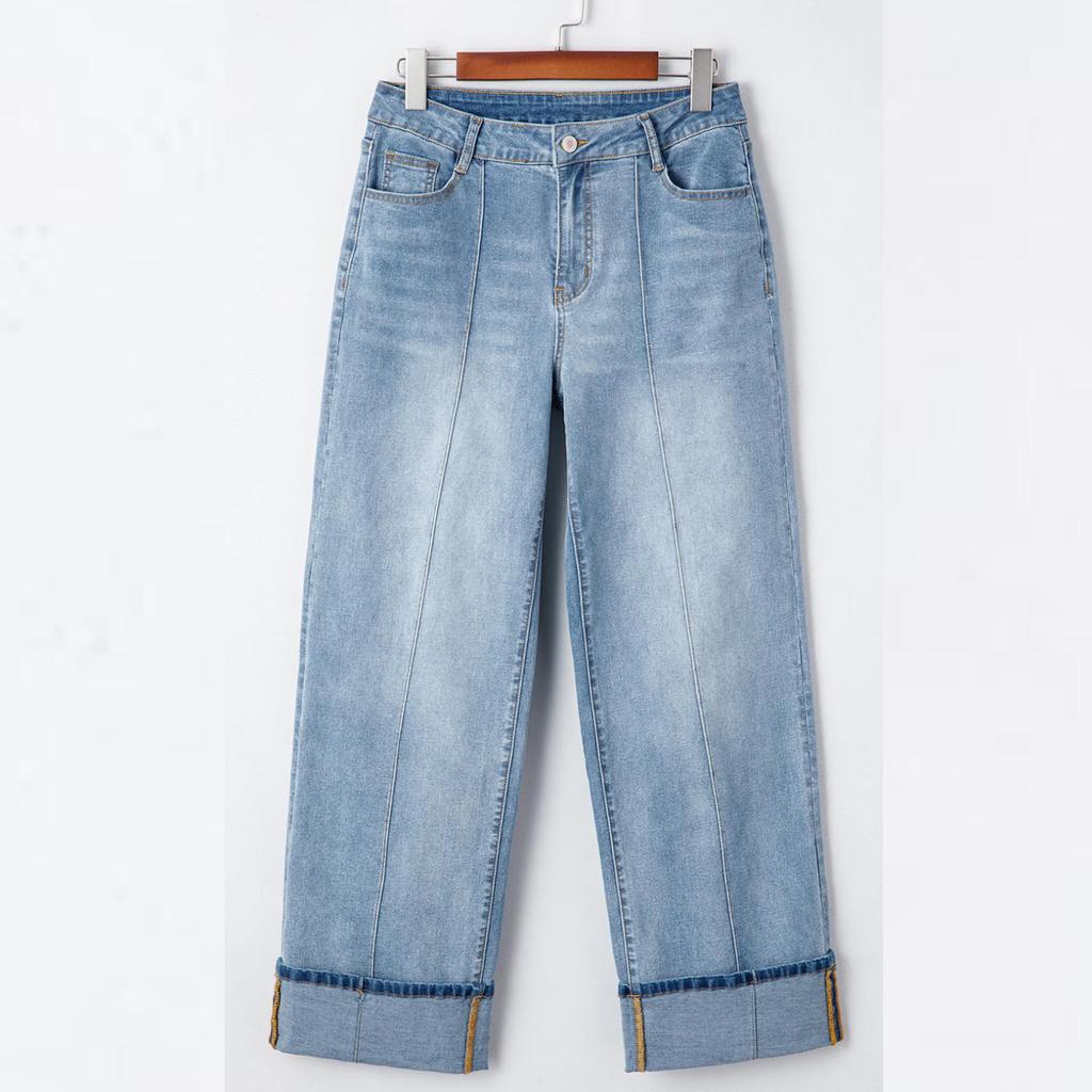 Ladies' Retro Straight Leg High Waisted Jeans