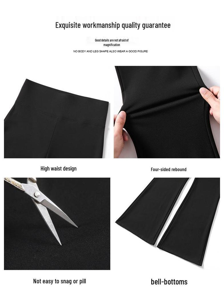 Women's High Waist Black Micro Flare Slimming Pants