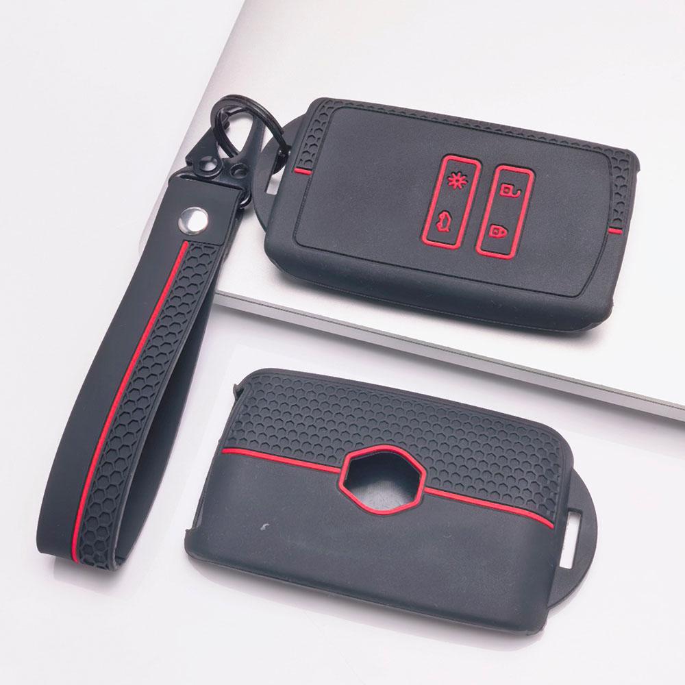 Key Fob Cover for Renault Koleos Kadjar Megane Talisman Espace Clio Scenic with Keychain Anti-Scratch Guard Shockproof Protection Soft Grip Texture