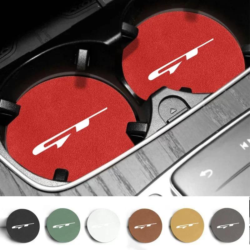 2pcs Suede Car Coaster Mat Water Cup Slots Non-Slip Pad For Kia GT Line Picanto Ev6 SELTOS Elantra Sportage Rio Accessories ZR9