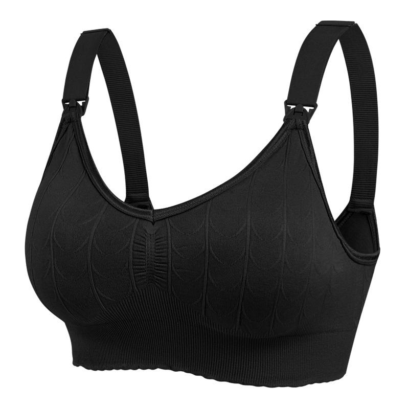 

Pregnant women front open buckle large size breastfeeding large cup gathering anti-sagging breastfeeding underwear thin bra M чёрный