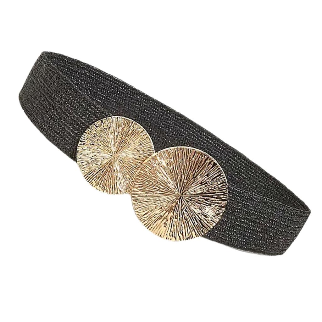 Elastic Waist Belt Punk Chain for Cowboy Cowgirl Modern Golden Buckle Waist Chain Wide Belt Fashion Accessory