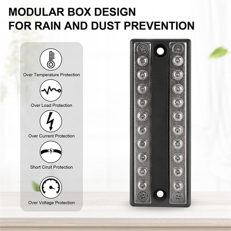 A16P-Heavy-Duty 100A Bus Bar Power Terminal Block For Positive Negative Connections In RV, Boat, Truck