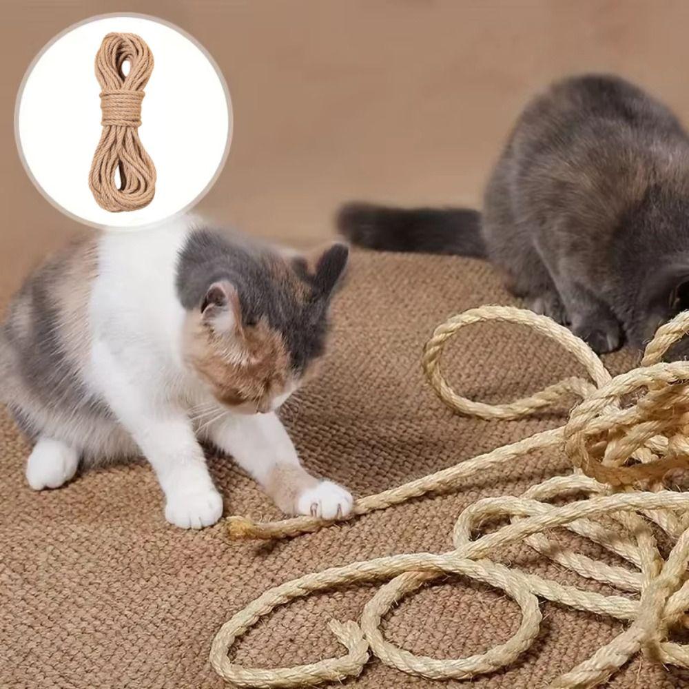 50M Sisal Rope Wear-resistant 8MM Diameter DIY Scratching Post Rope Durable Reusable Desk Legs Binding Rope Pet Cat Scratchers