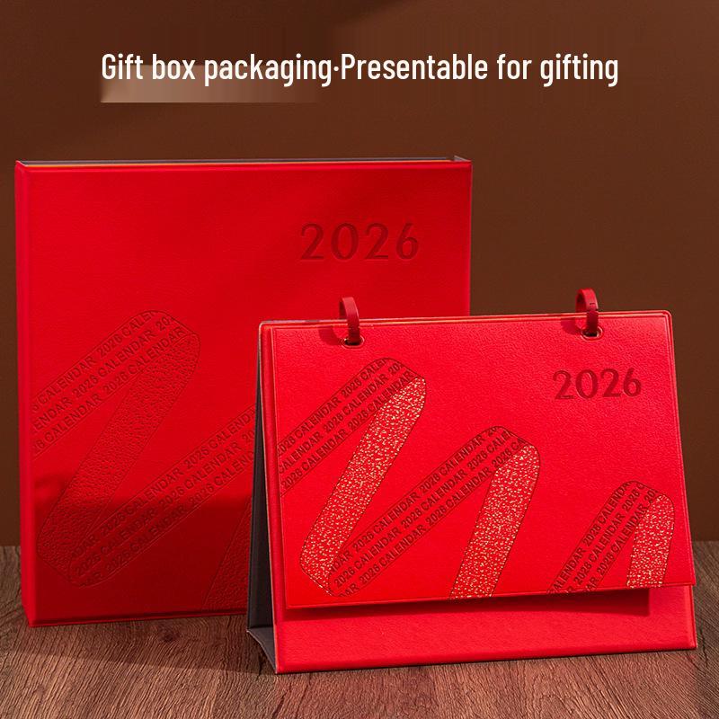 2026 Year of the Horse Leather Desk Calendar: Customizable High-End Planner & Desktop Ornament