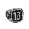 Anello Numero Personalità 13 Acciaio Inossidabile Fascino Moda Stella Biker Gioielli Regalo Uomo SWR0926