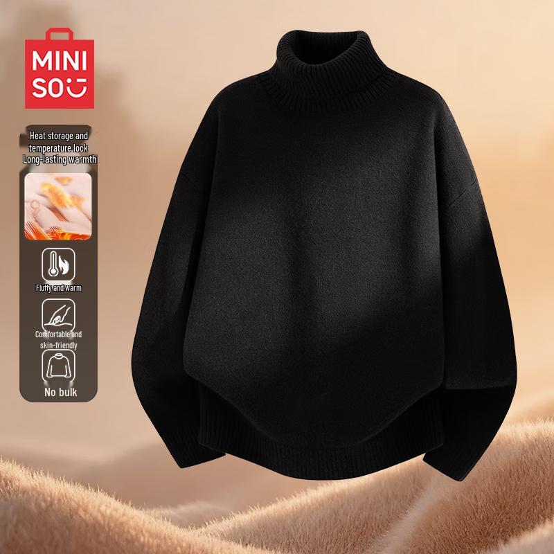 

MINISO Men s Soft Fleece Lined Turtleneck Sweater 3XL