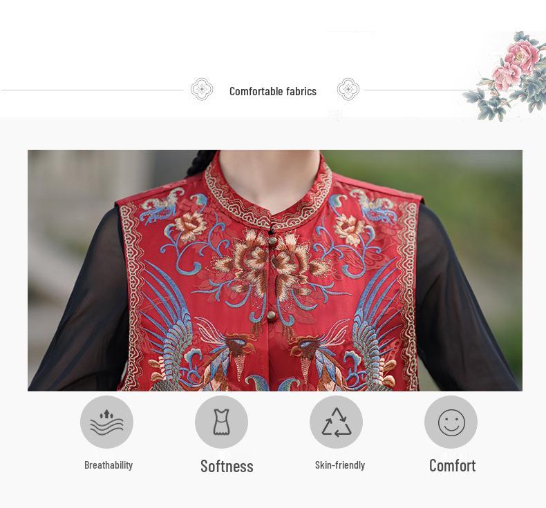 2025 Ethnic Style Women's Sleeveless Embroidered Floral Vest Cardigan