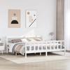 VidaXL Bed Frames and Headboard White 200x200 Cm Solid Pine Wood, Bed, Bedroom Furniture, Wooden Bed, Bed 3306589