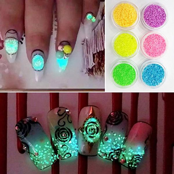 Buy 1Pc Glitter Luminous Nail Art Sticker Tips Decoration DIY Acrylic