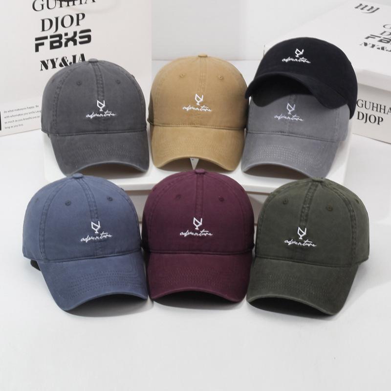 Vintage Baseball Cap Women Letter Embroidered Wide Brim Cap Sun Hat for Men